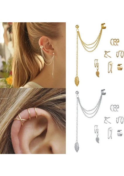 E122YIN 7 Adet Moda Altın Yıldız Bırakır Delici Olmayan Kulak Klipsi Küpe Kadınlar Için Basit Sahte Kıkırdak Kulak Manşet Takı Klip Aksesuarları (Yurt Dışından) modelleri
