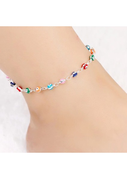 Gümüş Rengi Bohem Türk Nazar Boncuklu Halhal Sandalet Pulseras Tobilleras Mujer Kolye Halhal Bilezik Ayak Takı # (Yurt Dışından) fiyatları