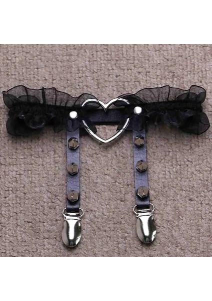 Siyah Dantel Bacak Jartiyer Kadın Kızlar Için Koşum Ayarlanabilir Kalp Bacak Koşum Kız Cosplay Goth Gotik Takı (Yurt Dışından)