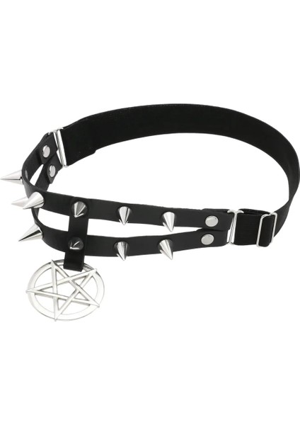 Yeşil Punk Spike Pentagram Bacak Jartiyer Kemer Perçinler Uyluk Koşum Kadın Kız Goth Cosplay Aksesuarları Harajuku Moda Takı (Yurt Dışından)