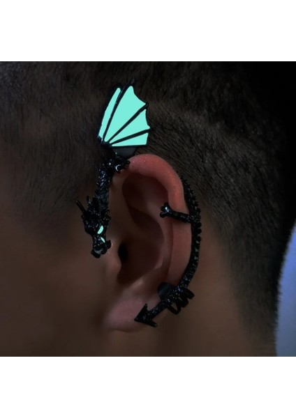 Gümüş Rengi Gotik Punk Ejderha Kulak Manşetleri Küpe Takı Vintage Işıltılı Klipsli Küpe Kadınlar Için Piercing Kulak Olmadan (Yurt Dışından)