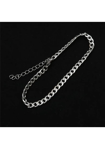 No.9 Boyutu Trendy Paslanmaz Çelik Halhal Basit Ayak Bileği Bilezikler Kadın Erkek Bacak Zinciri Takı Hediyeler Için 23.5cm - 22CM Uzun 1 Adet (Yurt Dışından)
