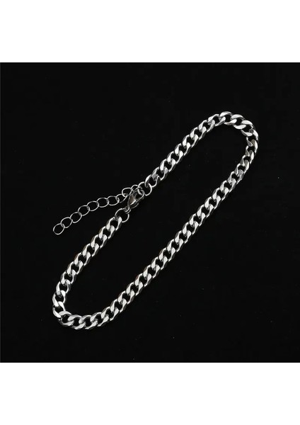 No.9 Boyutu Trendy Paslanmaz Çelik Halhal Basit Ayak Bileği Bilezikler Kadın Erkek Bacak Zinciri Takı Hediyeler Için 23.5cm - 22CM Uzun 1 Adet (Yurt Dışından) modelleri