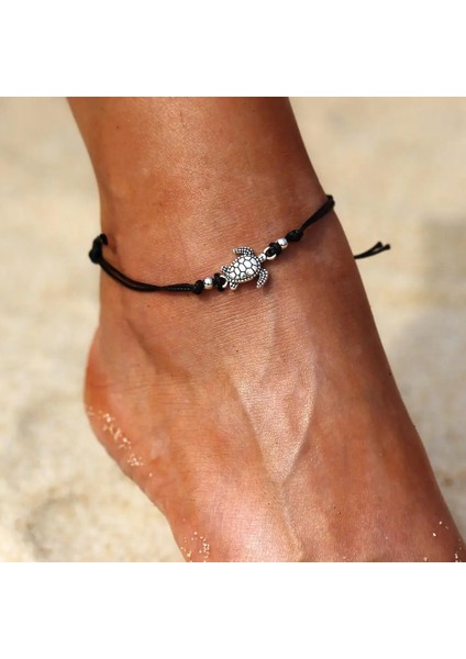 No.7 Boyutu Boho Ayarlanabilir Halhal Antik Deniz Kaplumbağası Hayvan Charm Boncuk Zincir Halhal Kadın Yaz Plaj Sandalet Ayak Bileği Bilezik (Yurt Dışından) modelleri