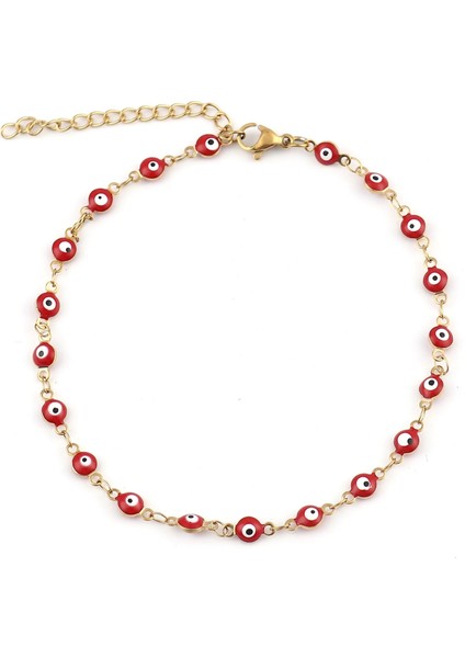 Altın Mavi Paslanmaz Çelik Halhal Emaye Yuvarlak Nazar Halhal Bilezikler Kadınlar Için Erkek Yaz Takı Hediyeler 23 cm (9 ") Uzun, 1 Parça (Yurt Dışından) fiyatları