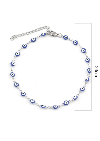 Altın Mavi Paslanmaz Çelik Halhal Emaye Yuvarlak Nazar Halhal Bilezikler Kadınlar Için Erkek Yaz Takı Hediyeler 23 cm (9 ") Uzun, 1 Parça (Yurt Dışından) fırsatları