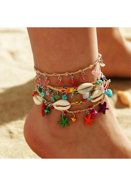 5-Yaklaşık 22,5m Bohem Rafya Zincirleri Kadınlar Için Halhal Yaz Plaj Kabuk Renkli Starfarms Bilezik Ayak Bacak Zinciri Yalınayak Takı (Yurt Dışından) fiyatları