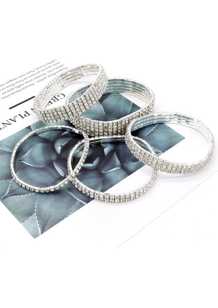 No.5 Boyutu 2021 Yeni Moda Gümüş Renk Sıkı Satırlar Bilezik Halhal Ayak Bileği Zinciri Rhinestones Ayak Takı Kristal Bilezik (Yurt Dışından)