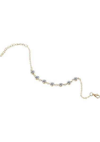 Gümüş Rengi Şık Minimalist Kristal Halhal Parlak Metal Halhal Kadın's Halhal Bileklik Bacakta Aksesuarlar Mücevher Uyumluluk Kadın Parti (Yurt Dışından) modelleri