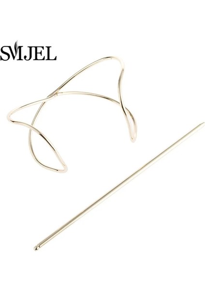 Antik Bronz Kaplama Saç Sopa Orijinal Yeni Boho Saç Aksesuarları Varış Metal Altın Dolgulu x Şekilli Topuz Tutucu Büyüleyici Vintage Topuz Kafesi (Yurt Dışından) modelleri