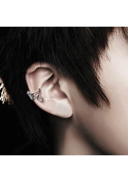 Gümüş 2021 Moda Kurbağa Kulak Manşetleri Siliver Kulak Manşet Klip Küpe Kadınlar Için Earcuff Hiçbir Piercing Sahte Kıkırdak Küpe (Yurt Dışından) modelleri