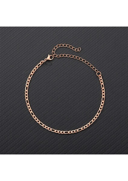 Gül Altın Kaplama Küba Bağlantı Halhal Kadın Erkek Altın Bacak Bilezik Yuvarlak Baş Harfleri Mektup Plaj Ayak Zinciri Minik Doğum Günü Takı Hediye Bff (Yurt Dışından)