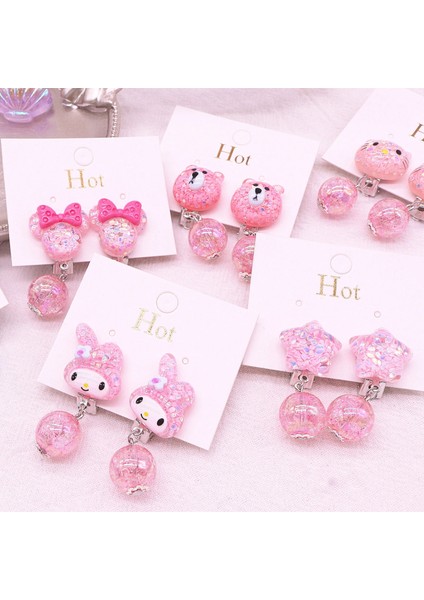 Micke'yi Bırak 6 Stilleri Pembe Renkler Sevimli Kediler Tavşanlar Hayvanlar Klipsli Küpe Çocuk Kızları Için Hiçbir Deldi Küpe Takı Moda Aksesuarı (Yurt Dışından)