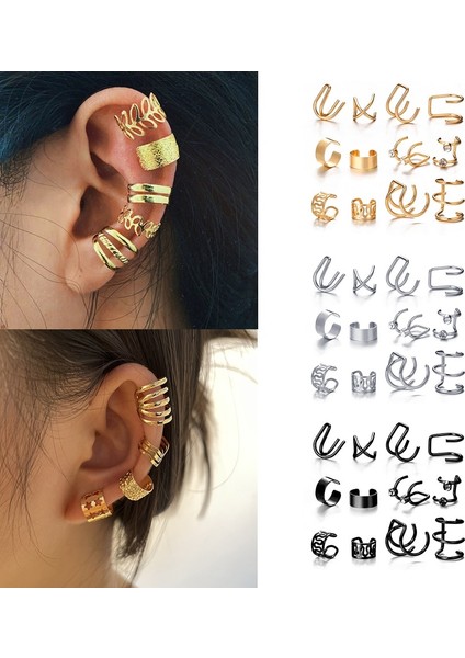 No.10 Boyutu Trendy Altın Renk Klipler Küpe Kadınlar Için Set Punk Hiçbir Piercing Kristal Yapraklar Sahte Kıkırdak Kulak Manşet Moda Parti Takı (Yurt Dışından)