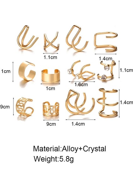 No.10 Boyutu Trendy Altın Renk Klipler Küpe Kadınlar Için Set Punk Hiçbir Piercing Kristal Yapraklar Sahte Kıkırdak Kulak Manşet Moda Parti Takı (Yurt Dışından)