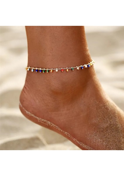 OV50333 Bohem Altın Renk Yıldız Halhal Kadın Vintage El Yapımı Püskül Boncuk Halhal Ayak Bileği Bilezik Bacak Ayak Bilezik Plaj Takı (Yurt Dışından)