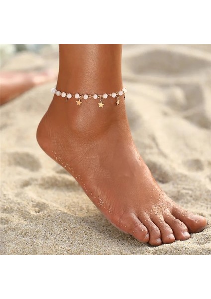 OV50333 Bohem Altın Renk Yıldız Halhal Kadın Vintage El Yapımı Püskül Boncuk Halhal Ayak Bileği Bilezik Bacak Ayak Bilezik Plaj Takı (Yurt Dışından) modelleri