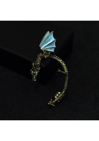 Altın Gotik Punk Ejderha Kulak Manşetleri Küpe Takı Vintage Işıltılı Klipsli Küpe Kadınlar Için Piercing Kulak Olmadan (Yurt Dışından)