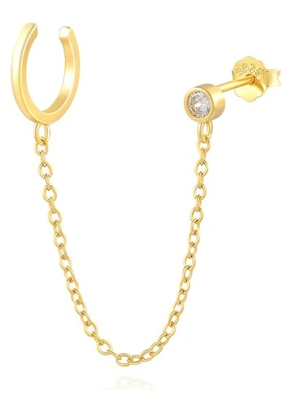 Altın Roxı Moda Çift Piercing Küpe Wometerling Gümüş Sahte Kıkırdak Küpe Brincos Yıldırım Yuvarlak Yıldız Takı (Yurt Dışından)