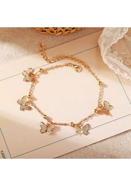 Gümüş Rengi Yeni Moda Kelebek Charms Kadınlar Için Halhal Altın Gümüş Renk Zinciri Ayak Bileği Bilezik Bacak Bohem Ayak Takı (Yurt Dışından) fiyatları