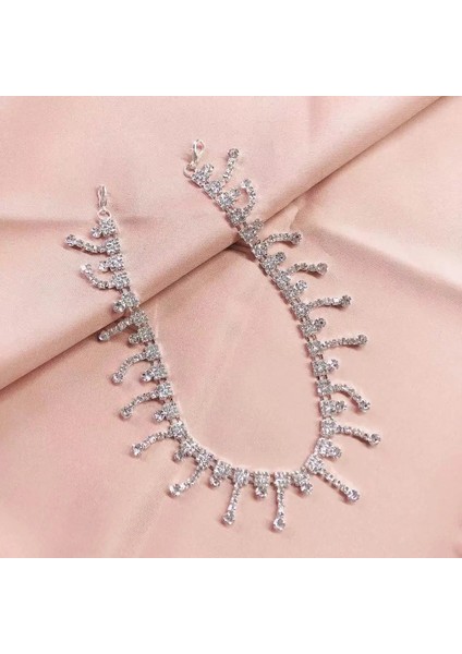 Açık Sarı Altın Rengi Moda Trendi Bling Rhinestone Dantel Püskül Kolye Ayakkabı Zinciri Aksesuarları Kadın Lüks Kristal Ayak Zinciri Spor Ayakkabı Aksesuarı (Yurt Dışından)