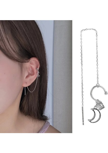 No.2 Boyutu Yeni Kulak Manşet Klip Zincir Küpe Kadınlar Için Yıldız Püskül Klips Küpe Moda Kore Gümüş Renk Takı Femme Earcuff (Yurt Dışından) fırsatları