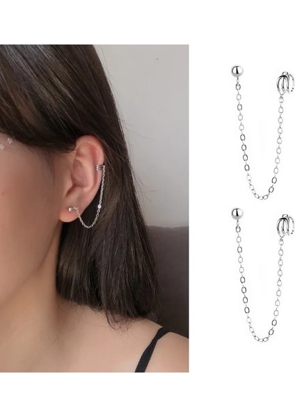 No.2 Boyutu Yeni Kulak Manşet Klip Zincir Küpe Kadınlar Için Yıldız Püskül Klips Küpe Moda Kore Gümüş Renk Takı Femme Earcuff (Yurt Dışından) indirimleri