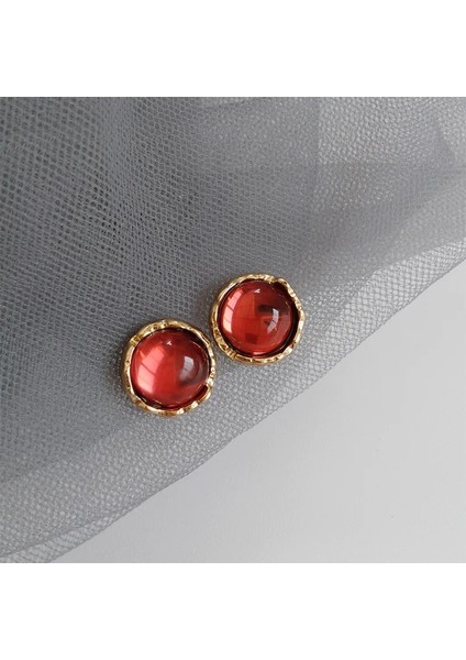 Delinmiş Kulaklar 2020 Yeni Moda Li Avrupa Barok Retro Saray Tarzı Küçük Kan Kırmızı Yuvarlak Taş Küpe Olmayan Piercing Küpe Delik Yok (Yurt Dışından)