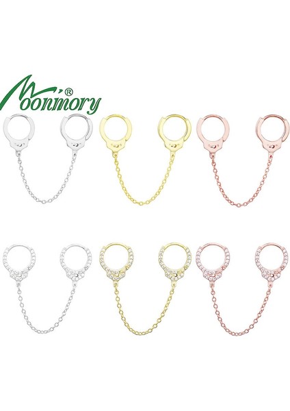 Gül Altın 1 Adet Moonmory Tek Satış Terling Gümüş Zincir Zirkon Kadınlar Için Kulak Manşet Parti Kristal Kelepçe Piercing Olmadan Küpe Üzerinde Klip (Yurt Dışından)
