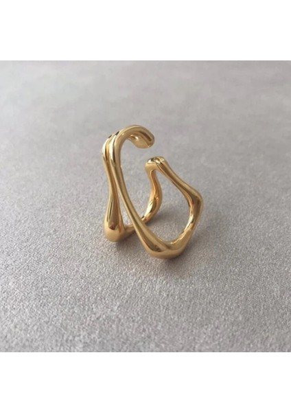 Altın Goth Çift U Kulak Manşet Geometrik Küpe Üzerinde Klip Sahte Piercing Kulaklık Küpe Kadınlar Için Kore Moda Vintage Takı (Yurt Dışından)