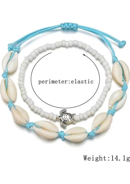 Çok Renkli Kadınlar Için Bohemian Shell Halhal El Yapımı Boncuk Dokuma Doğal Kabuk Ayak Takı Yaz Plaj Yalınayak Bilezik Bacak Üzerinde Ayak Bileği (Yurt Dışından) modelleri