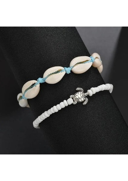 Çok Renkli Kadınlar Için Bohemian Shell Halhal El Yapımı Boncuk Dokuma Doğal Kabuk Ayak Takı Yaz Plaj Yalınayak Bilezik Bacak Üzerinde Ayak Bileği (Yurt Dışından) fırsatları