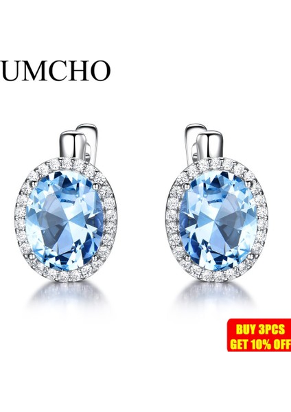 Zümrüt Umcho Nano Gök Mavisi Topaz Taş Klipsli Küpe Kadınlar Için Hakiki Ayar Gümüş Küpe Kadınlar Için Romantik Güzel Takı (Yurt Dışından)