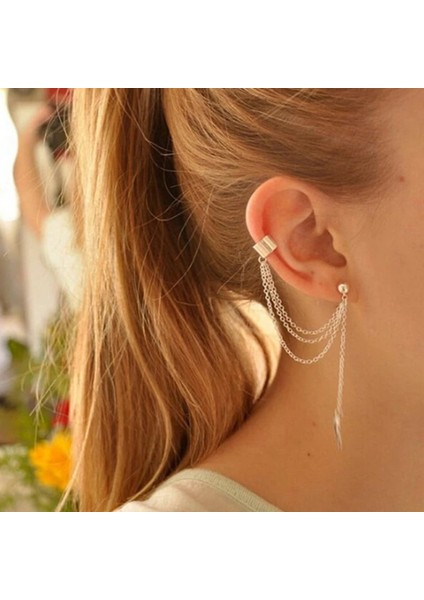 No.28 Beden Et Klip Kulak Manşet Küpe Sahte Kıkırdak Küpe Kadınlar Için Altın Renk Zinciri Hiçbir Piercing Klipsli Küpe Seti Kulaklık Takı (Yurt Dışından)