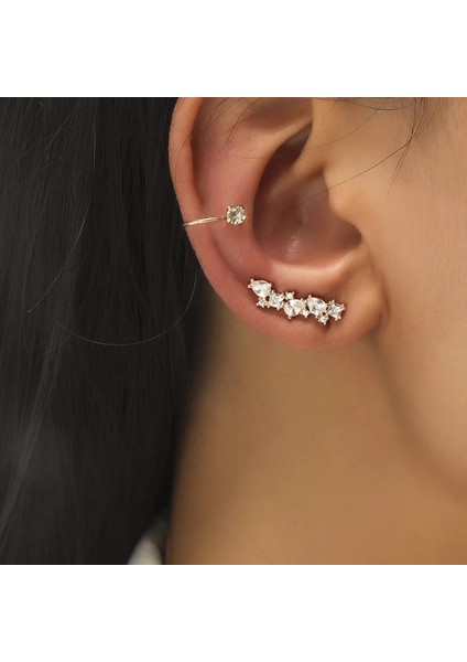 NO.521 Boyutu Bohemian Hiçbir Piercing Kristal Rhinestone Kulak Manşet Küpe Kadınlar Için Wrap Damızlık Klip Küpe Kız Trendy Küpe Takı Bijoux (Yurt Dışından) fırsatları