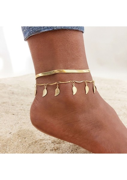 JC-049G 60G Kadınlar Altın Ton Paslanmaz Çelik Zincir Halhal, Et Plaj Yalınayak Ayak Takı, Bacak Zinciri Ayak Bileği Bayan Tatil Hediyeleri (Yurt Dışından)