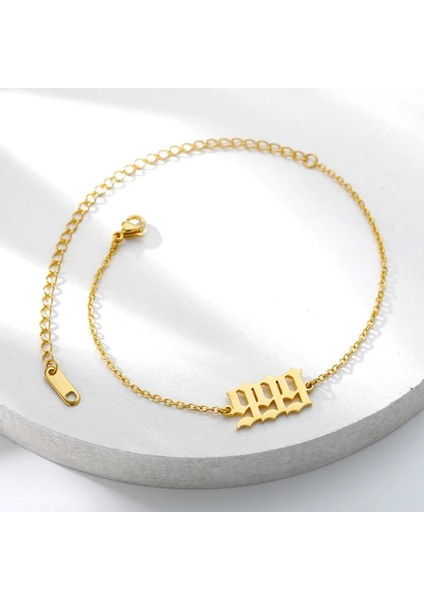 Altın Tarzı NO.999 Beden Melek Numarası Kadınlar Için Halhal Paslanmaz Çelik Bacak Bilezik Plaj Ayak Boho Goth Takı Bff (Yurt Dışından)