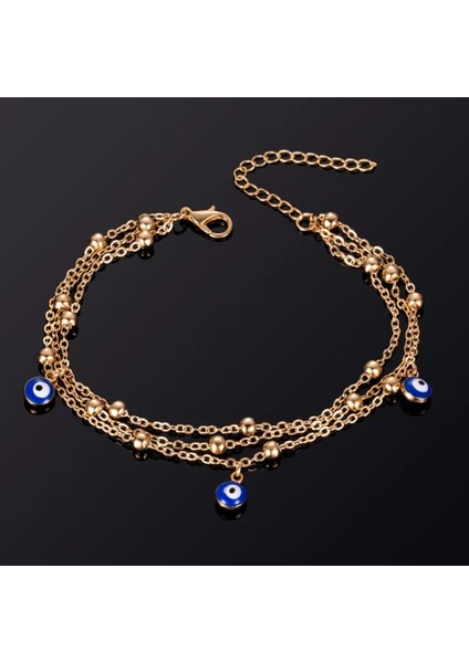 Altın Rengi Bohemian Çok Katmanlı Boncuk Ayak Bileği Bilezik Kadınlar Için Bacak Zinciri Mavi Nazar Kolye Halhal Yaz Plaj Ayak Takı (Yurt Dışından) indirimleri