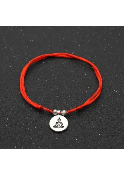 Lotus Gümüş Renk Metal Om Lotus Charm Kadınlar Için Kırmızı Halat Dize Halhal Ayak Bileği Bilezik Kadın Sandalet Bacak Zinciri Ayak Takı (Yurt Dışından) fırsatları