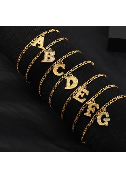 L Beden Moda Halhal Altın Renk Sermaye Alfabe Halhal Kadınlar Için Bilezikler Kız Yaz Charm Yalınayak Bacak Zinciri Ayak Hediye 21.8 cm Uzun (Yurt Dışından) modelleri