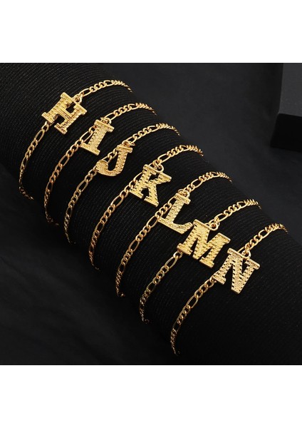 L Beden Moda Halhal Altın Renk Sermaye Alfabe Halhal Kadınlar Için Bilezikler Kız Yaz Charm Yalınayak Bacak Zinciri Ayak Hediye 21.8 cm Uzun (Yurt Dışından) fırsatları