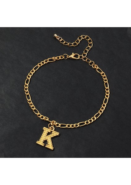 L Beden Moda Halhal Altın Renk Sermaye Alfabe Halhal Kadınlar Için Bilezikler Kız Yaz Charm Yalınayak Bacak Zinciri Ayak Hediye 21.8 cm Uzun (Yurt Dışından) indirimleri