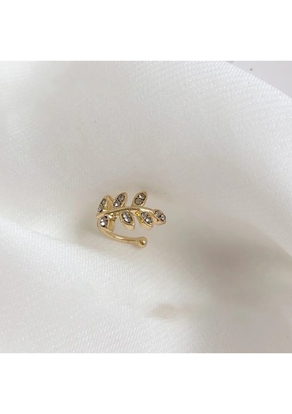 E014 Moda Altın Çapraz Klip Küpe Kadınlar Kızlar Için Sevimli Inci Kübik Zirkonya Kulak Kıkırdak Manşet Piercing Jewerly Set Olmadan (Yurt Dışından)