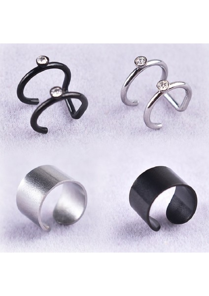 Stil 4 1 Adet Paslanmaz Çelik Punk Rock Kulak Klipsi Manşet Wrap Küpe Kıkırdak Wrap Üzerinde Hiçbir Piercing-Klip Sahte Küpe Takı (Yurt Dışından)