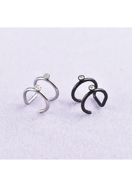 Stil 4 1 Adet Paslanmaz Çelik Punk Rock Kulak Klipsi Manşet Wrap Küpe Kıkırdak Wrap Üzerinde Hiçbir Piercing-Klip Sahte Küpe Takı (Yurt Dışından)