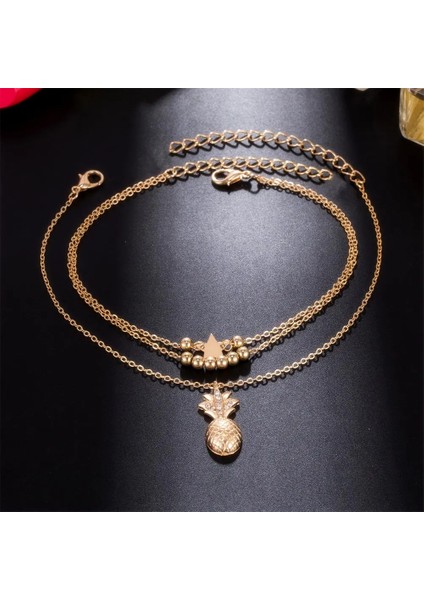 Mavi Boncuk Altın Yaz Moda Kristal Ananas Halhal Kadın Yalınayak Tığ Sandalet Ayak Takı Boncuk Ayak Bileği Bilezikler Kadınlar Için Bacak Zinciri (Yurt Dışından) modelleri