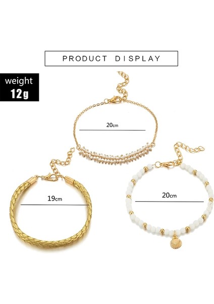 NO.8408 Beden Tocona Ets Kadınlar Için Beyaz Boncuklu Halhal Altın Tarak Kabuk Halat Ayak Bilezikler Yalınayak Sandalet Yaz Takı 8408 (Yurt Dışından) fiyatları