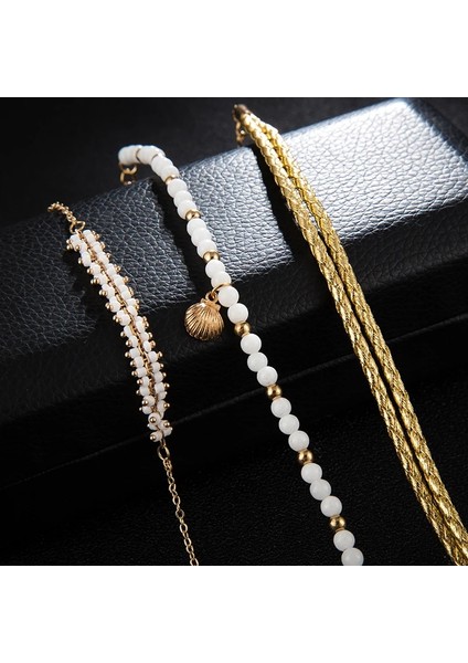 NO.8408 Beden Tocona Ets Kadınlar Için Beyaz Boncuklu Halhal Altın Tarak Kabuk Halat Ayak Bilezikler Yalınayak Sandalet Yaz Takı 8408 (Yurt Dışından) fırsatları