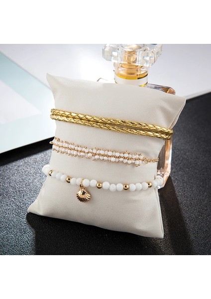 NO.8408 Beden Tocona Ets Kadınlar Için Beyaz Boncuklu Halhal Altın Tarak Kabuk Halat Ayak Bilezikler Yalınayak Sandalet Yaz Takı 8408 (Yurt Dışından) indirimleri