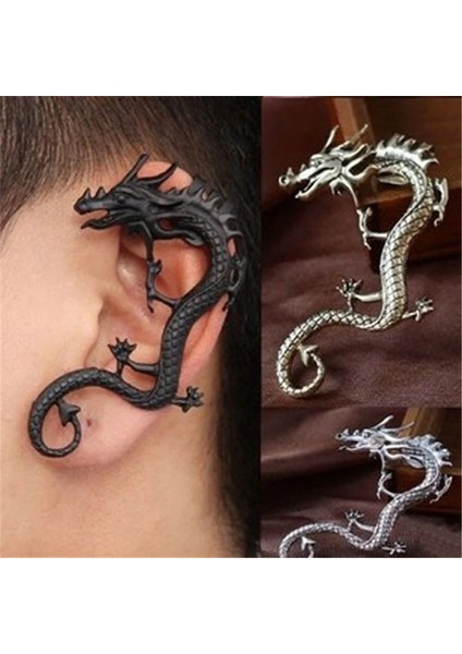 Kırmızı Dragon Kulak Klipsi Vintage Punk Takı Aksesuarları Kadınlar ve Erkekler Için Küpe Klipsli Küpeler Buklet Oreille Femme Arty (Yurt Dışından) indirimleri